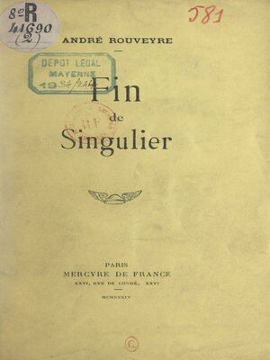 cover image of Fin de singulier (3)